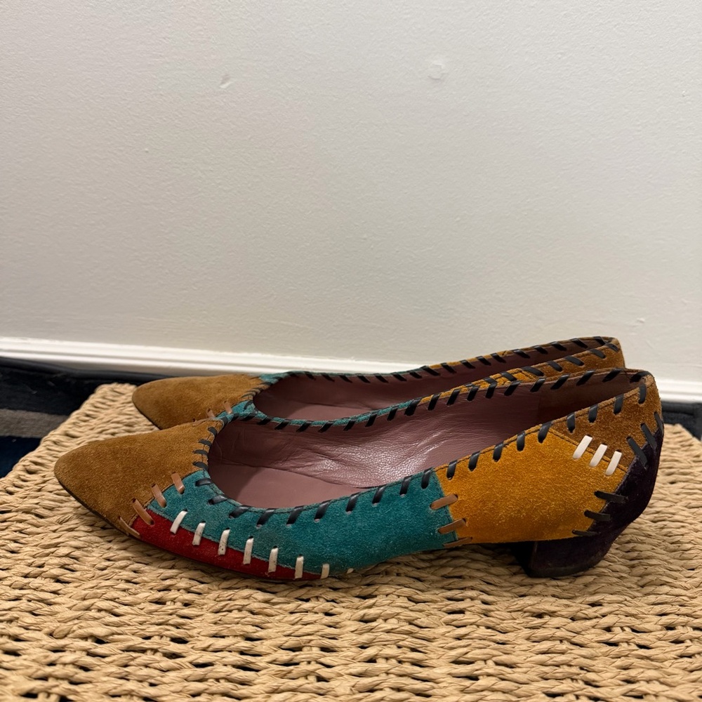 Miu Miu Vintage Y2K Patchwork Multicolour Suede Pointed-Toe Pumps 39/8.5 - Picture 6 of 9